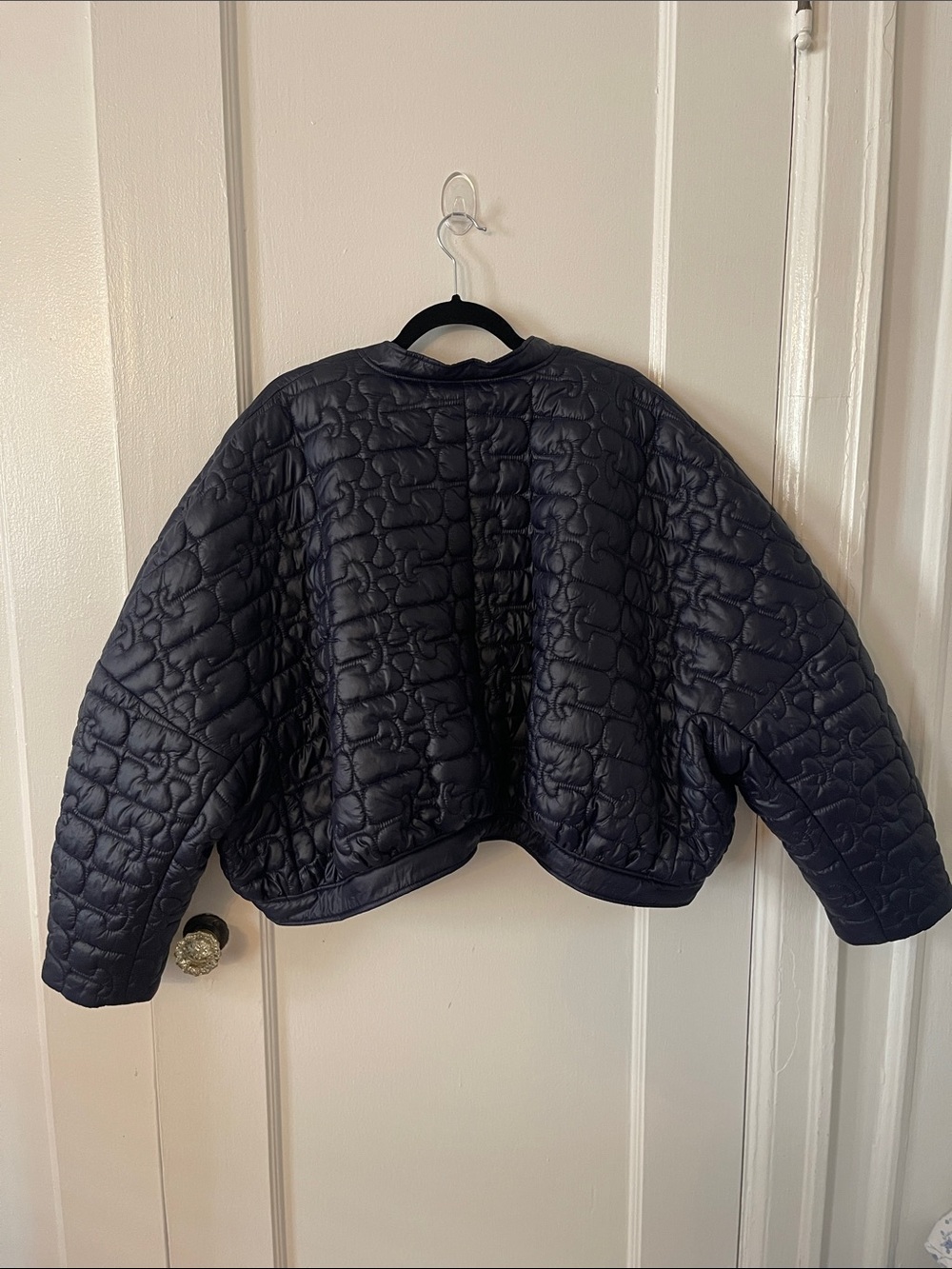 Ganni Quilted Cropped Puffer Jacket - Navy - Picture 14 of 16